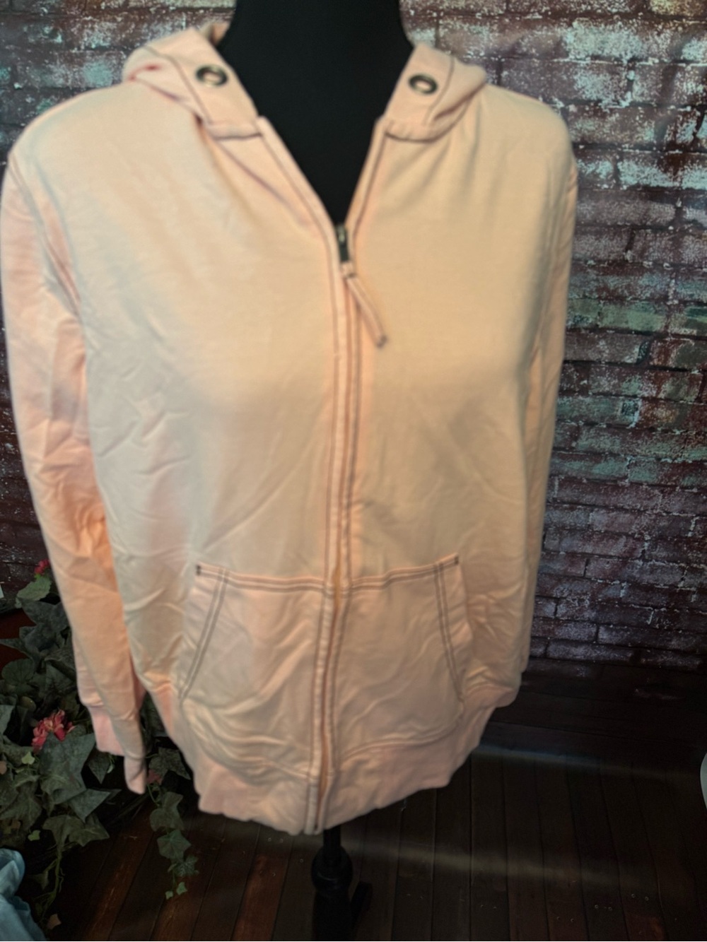 Tangerine Light Pink Full-Zip Hooded Sweatshirt